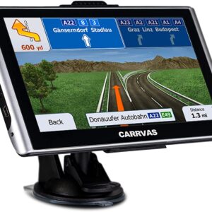 CARRVAS GPS Navigation for Car, 2021 MAP 7inch Truck GPS Navigation System, Spoken Turn-by-Turn Directions, Speed ​​ Warning, United States, Canada, Mexico, Lifetime Maps Update